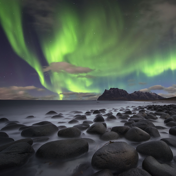Aurora beach Northern Lights